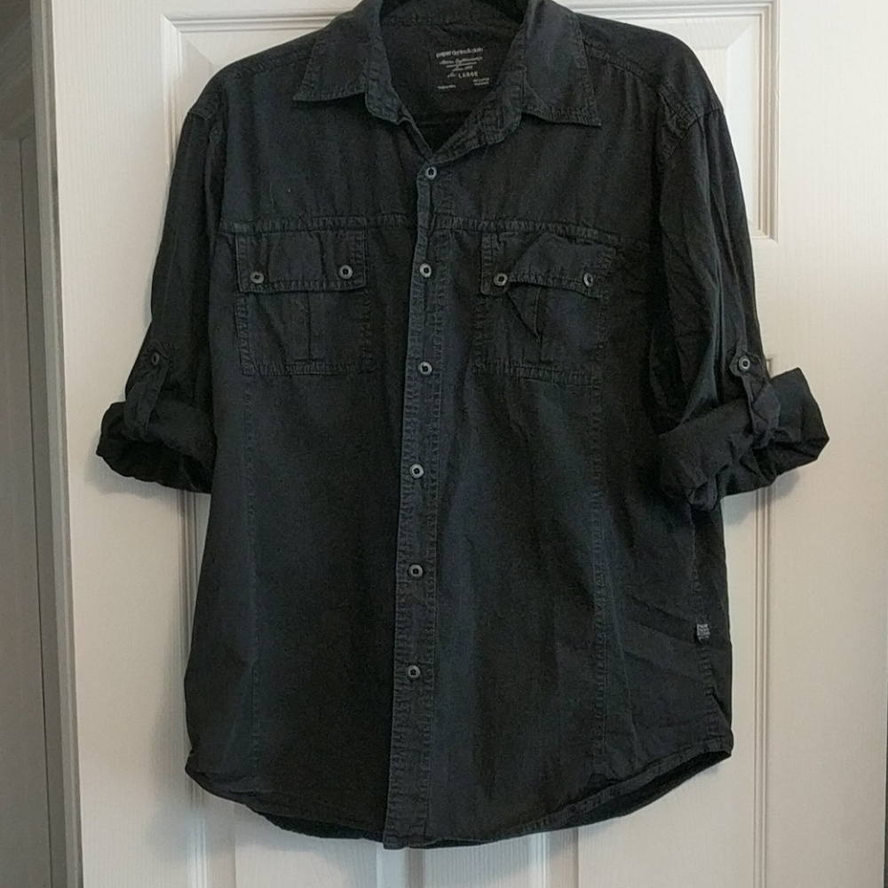 Mens Button Down Rolled Sleeves or Long